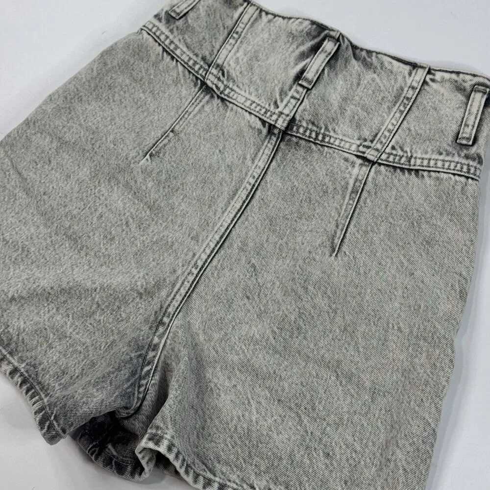 IRO Paris Womens Faded‎ Denim Shorts Dark Grey High Rise Loose Fit Size S (4) - Picture 4 of 8
